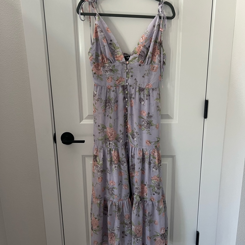 Lulu's Floral Maxi Dress in Lavender and Pink
